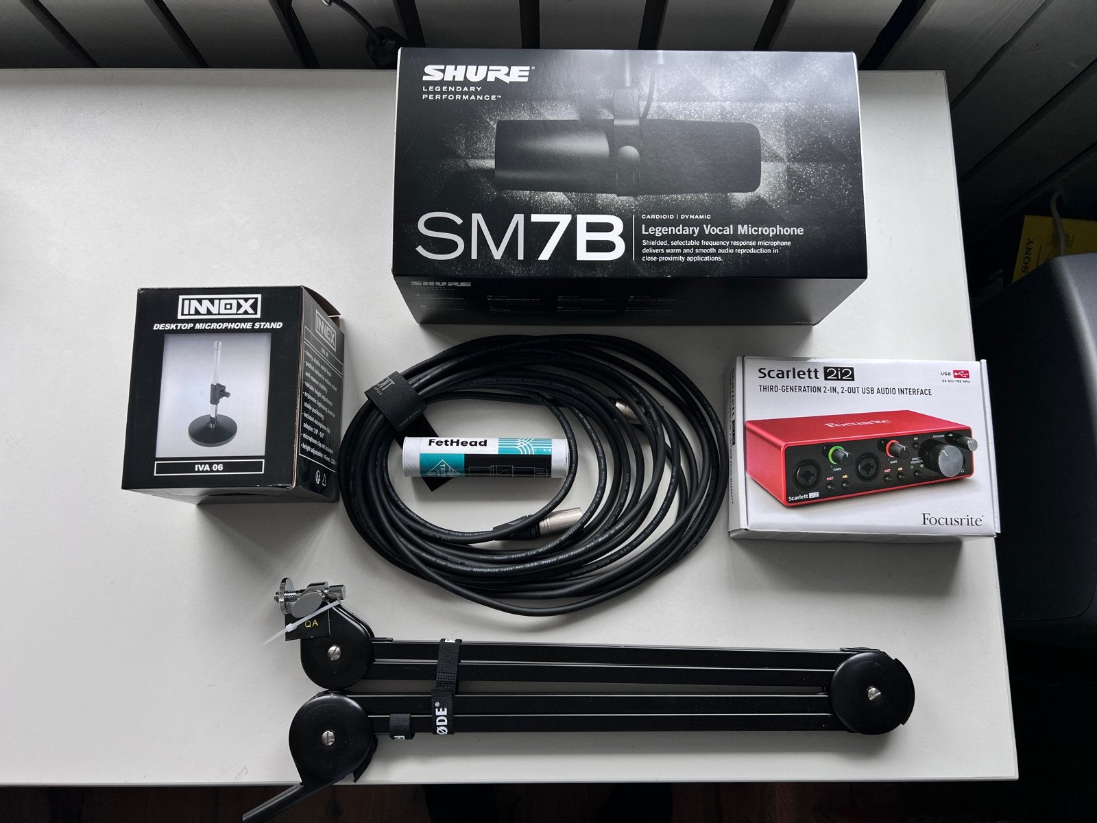 Complete Podcast Setup: Shure SM7B, Focusrite Scarlett 2i2, Ophalen, Nieuw, Studiomicrofoon