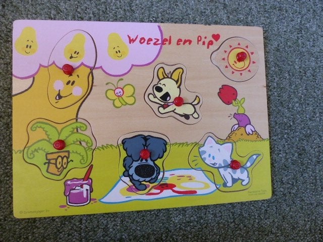 kinderspeelgoed hout telraam puzzel woezel pip, Ophalen of Verzenden, Gebruikt, Overige typen
