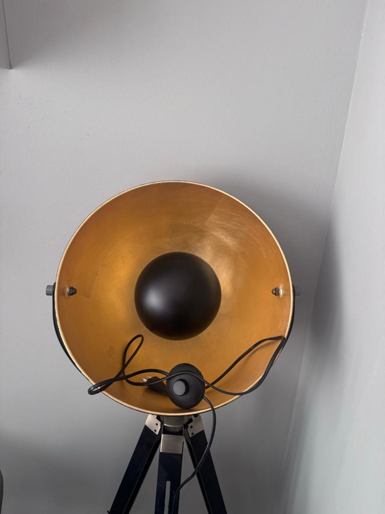 Goudkleurige Vloerlamp op Statief, Huis en Inrichting, Ophalen, Zo goed als nieuw, Metaal, 150 tot 200 cm