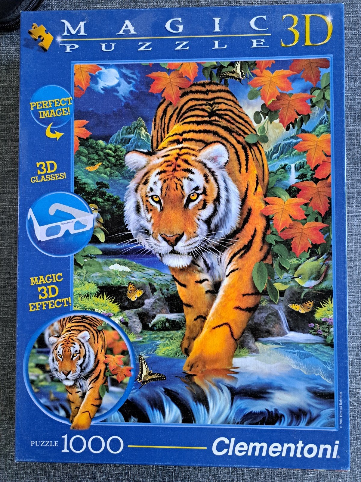 Clementoni Magic 3D Tijger Puzzel 1000 stukjes, Ophalen of Verzenden, 500 t/m 1500 stukjes, Gebruikt, Legpuzzel