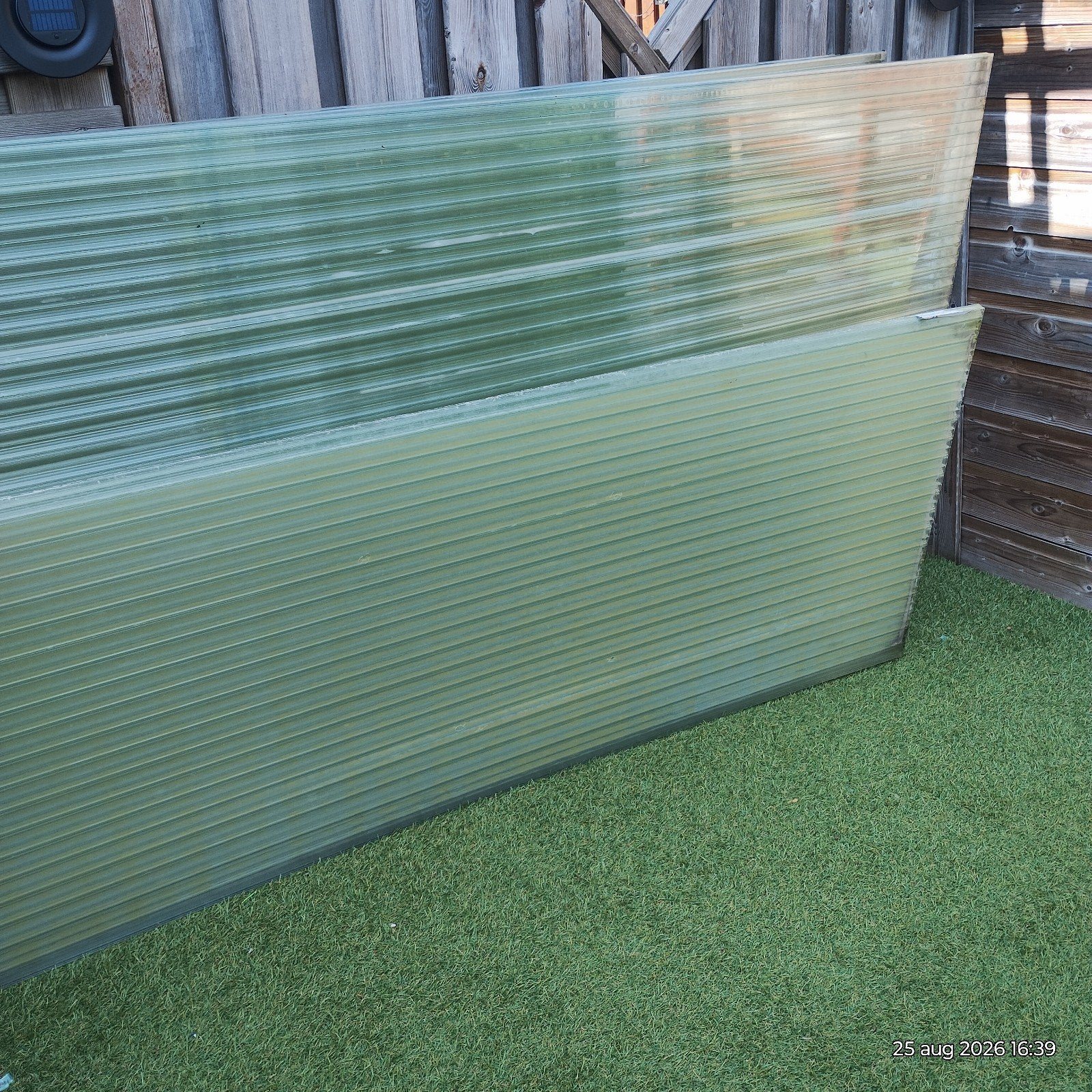 acrylaat kanaalplaten met lichte hagelschade en groene aansl, Doe-het-zelf en Verbouw, Ophalen, Gebruikt