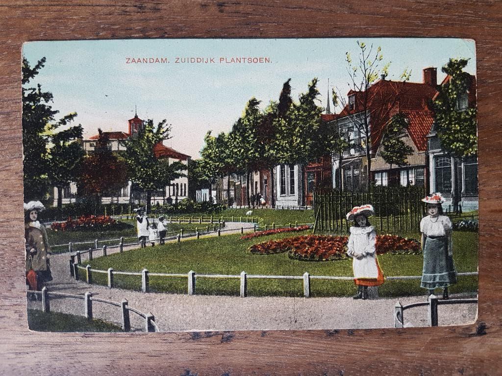 Ansichtkaart Zaandam Zuiddijk Plantsoen, Ophalen of Verzenden, Voor 1920, Gelopen, Noord-Holland