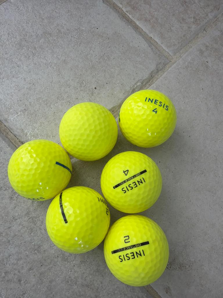 50x Inesis golfballen mix geel - Goede kwaliteit, Ophalen of Verzenden, Gebruikt, Bal(len), Overige merken