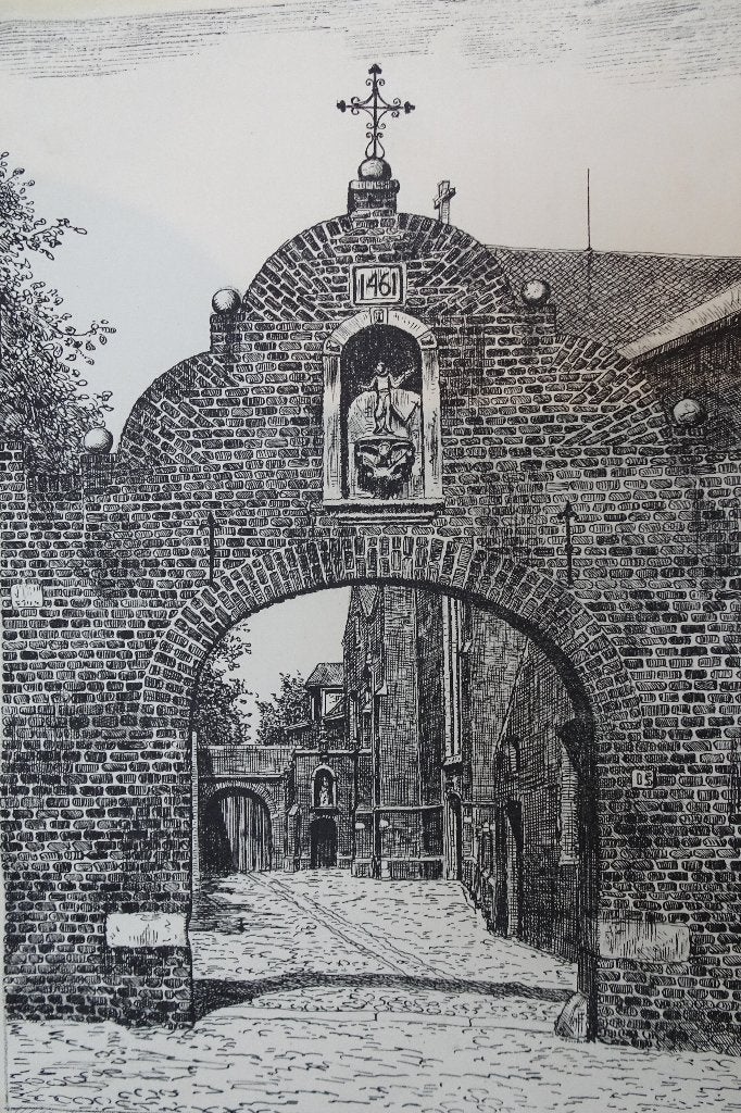 litho poort franciscanenklooster Hieronymus Weert R. Legrand, Antiek en Kunst, Kunst | Litho's en Zeefdrukken, Origineel, Verzenden