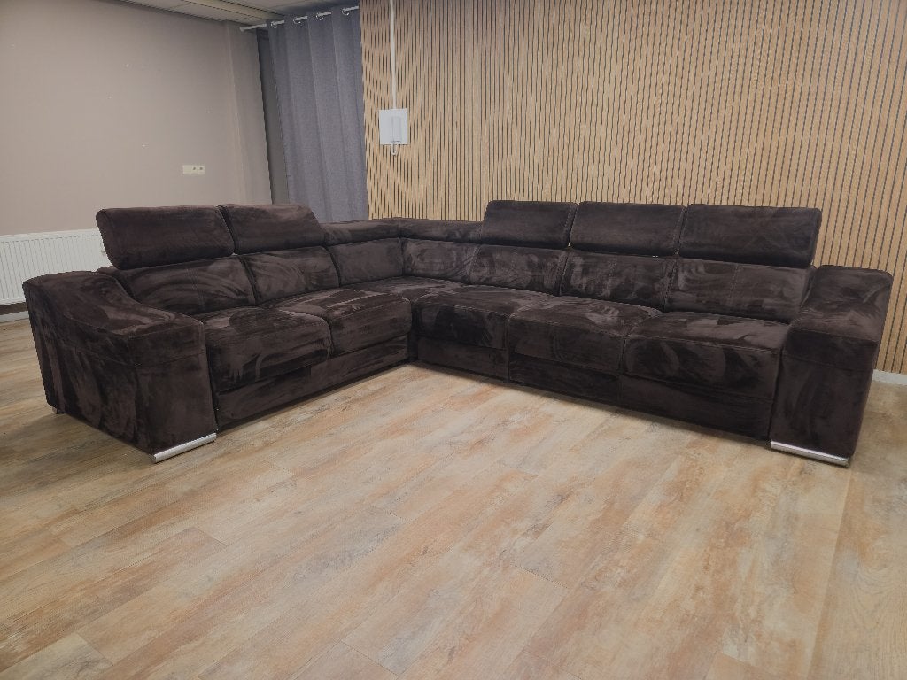 Z.G.A.N Groot Bruin Velvet Hoekbank - Nieuwestaat !!!