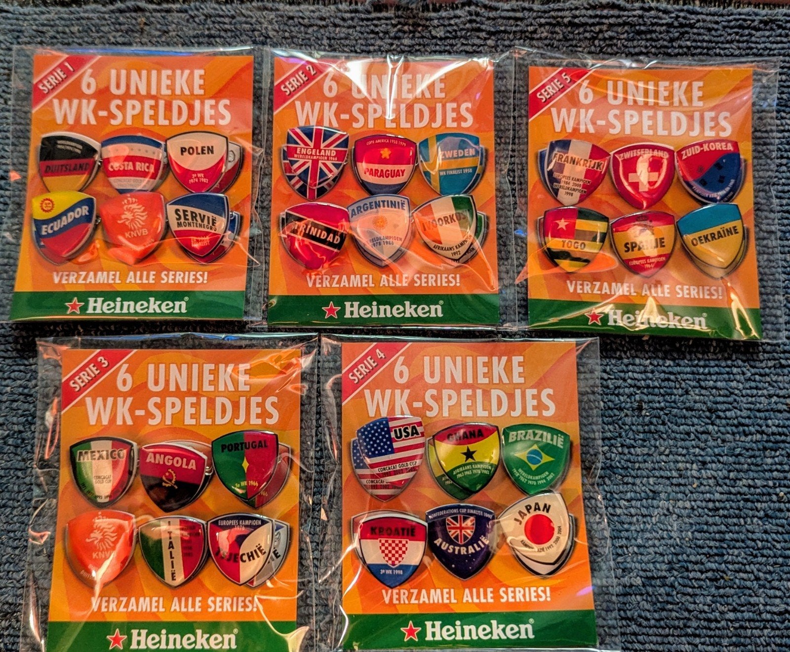 Heineken WK-Speldjes Collectie - Diverse Series, Ophalen of Verzenden, Nieuw, Sport, Speldje of Pin