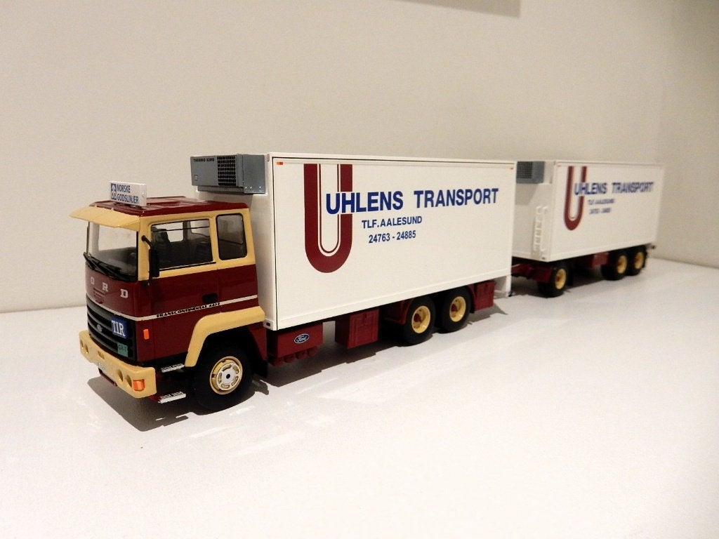 Tekno Ford Transcontinental koelcombi Uhlens B-keus 1/50, Hobby en Vrije tijd, Modelauto's | 1:50, Ophalen of Verzenden, Zo goed als nieuw