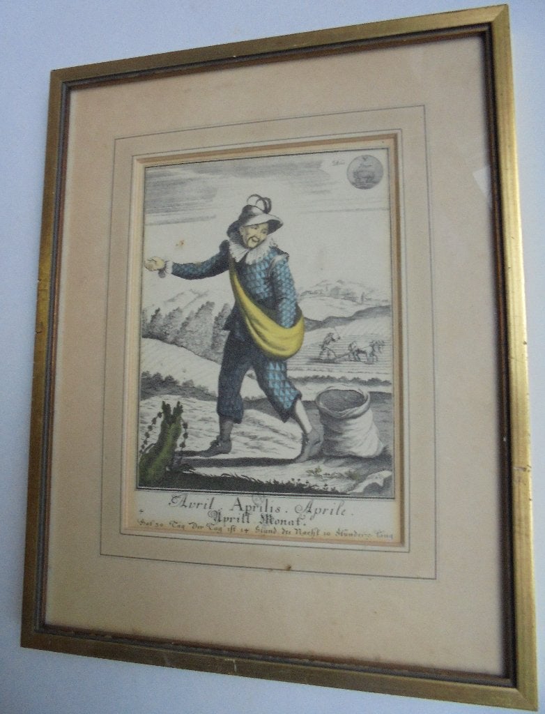 Gravure April Horoscoop stier, 1850 of eerder (Bke-43), Ophalen