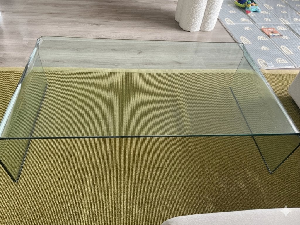 Originele FIAM Italia glazen salontafel - 120 cm, Ophalen, Gebruikt, Glas, Minder dan 50 cm