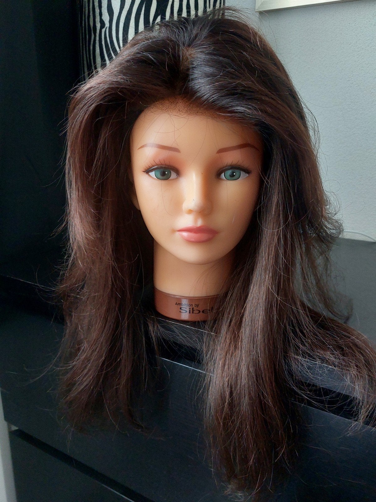 HD Lace Closure Pruik 18 inch Bruin Raw Hair Mibella Maa, Ophalen of Verzenden, Nieuw, Pruik of Haarverlenging