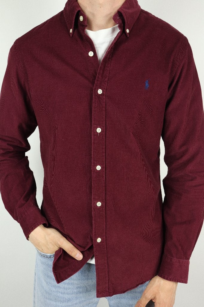 Ralph Lauren corduroy overhemd - Bordeaux rood - M, -, -, Zo goed als nieuw, -