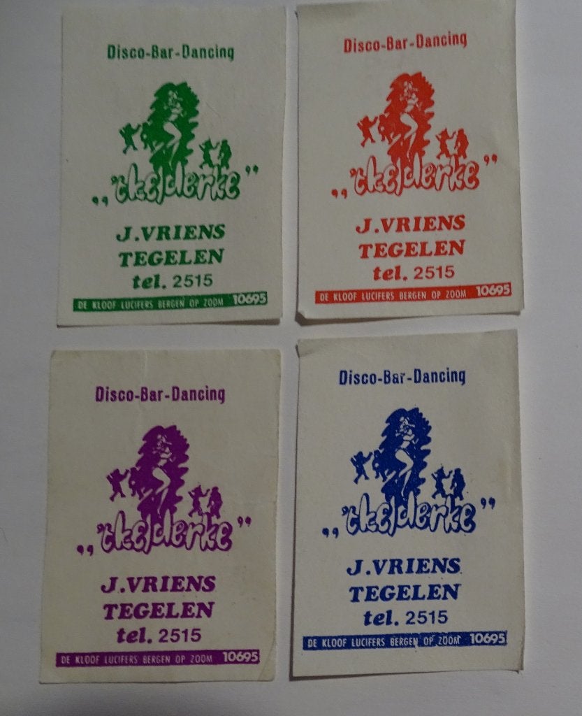 Discobar Dancing   't KELDERKE    J Vriens    TEGELEN, Verzenden, Zo goed als nieuw, Luciferdoosjes of -merken