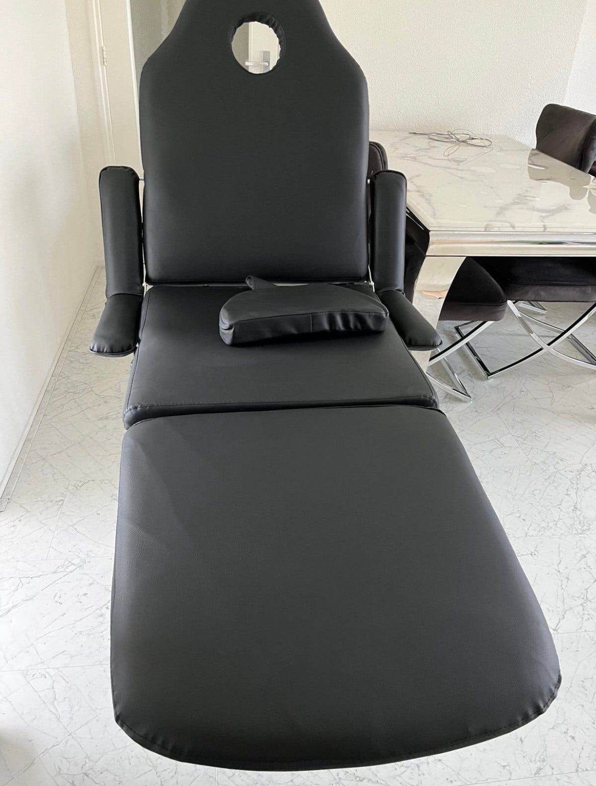 Behandelingsstoel voor gezicht 185x78x76 cm kunstleer zwart, Sport en Fitness, Ophalen, Zo goed als nieuw, Massagetafel