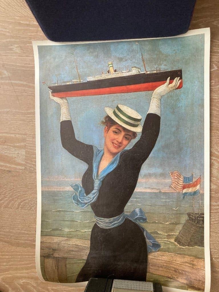 poster Holland Americanlijn, Verzamelen, Posters, Rechthoekig Staand, Ophalen of Verzenden, Zo goed als nieuw, A1 t/m A3