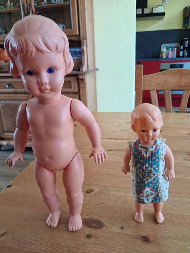 2 wildebras poppen met steekoogjes., Verzamelen, Poppen, Gebruikt, Pop, Ophalen of Verzenden