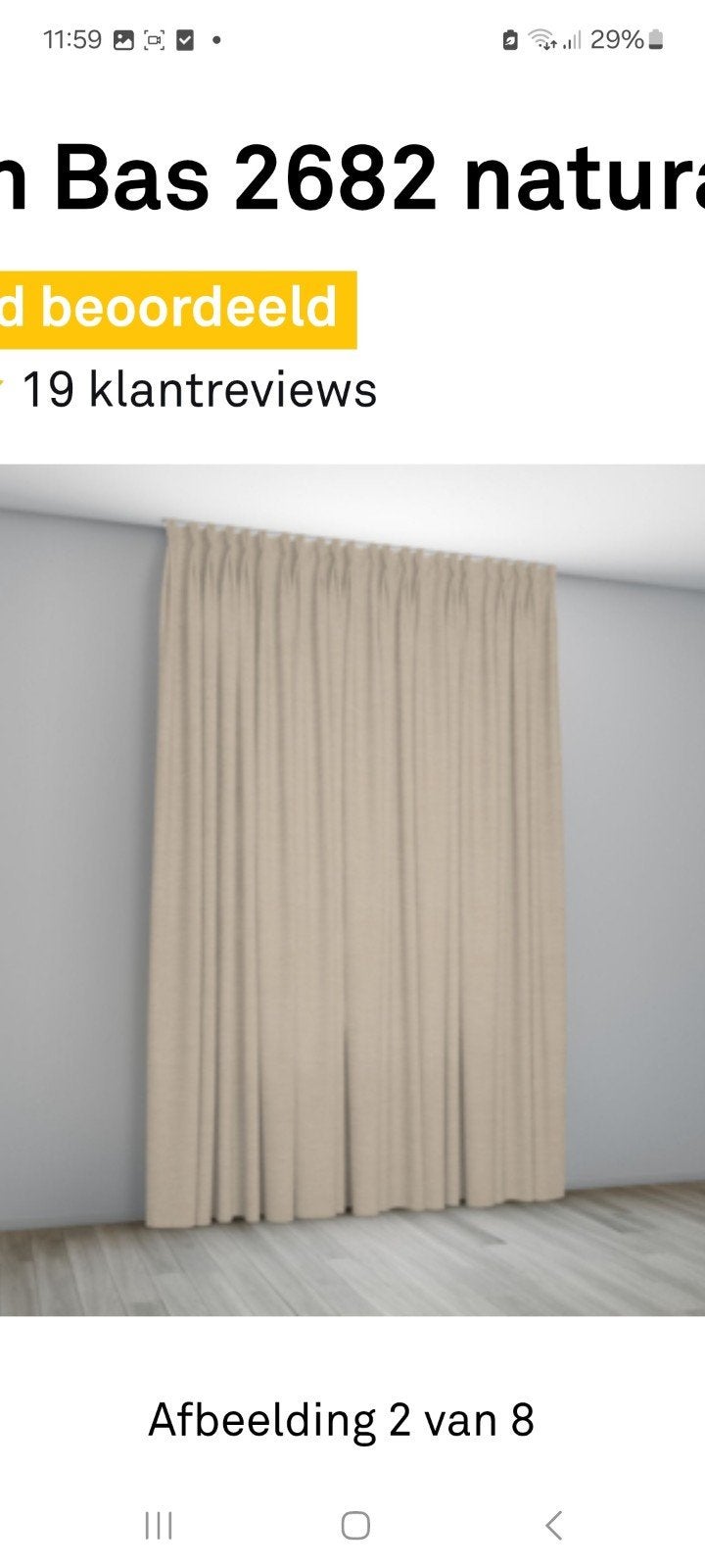 Maatwerk Gordijnen, Huis en Inrichting, Stoffering | Gordijnen en Lamellen, 100 tot 150 cm, 200 cm of meer, Beige, Ophalen of Verzenden