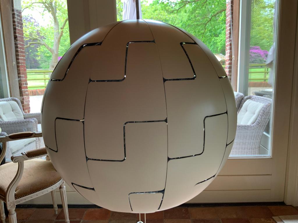 Ikea PS   2014 design verstelbare hanglamp wit zilver 52 cm, Ophalen, Zo goed als nieuw