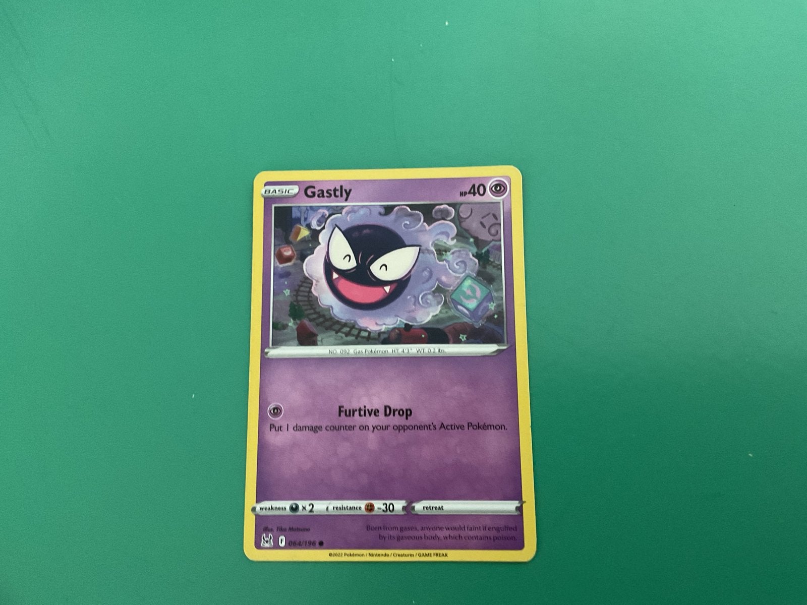Pokémon Kaart: Gastly (Basis, 40 HP), Ophalen, Gebruikt, Losse kaart