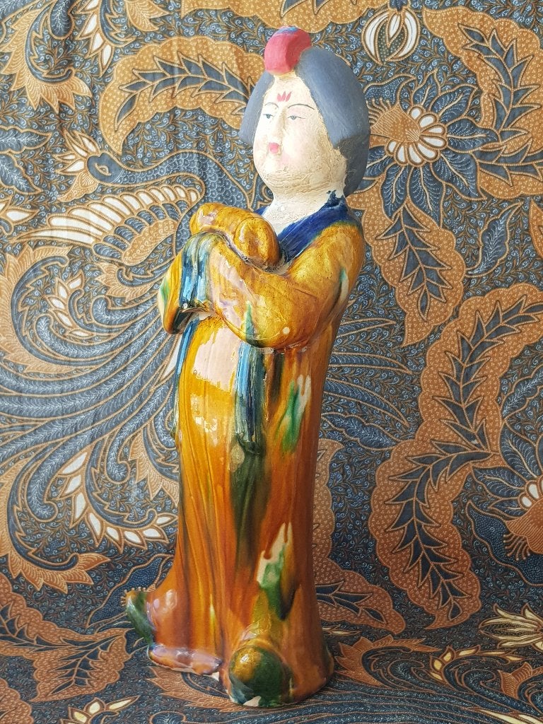 Prachtig zwaar oud Chinees terracotta beeld van een vrouw., Steen/keramiek, Handgemaakt, Ophalen of Verzenden, China