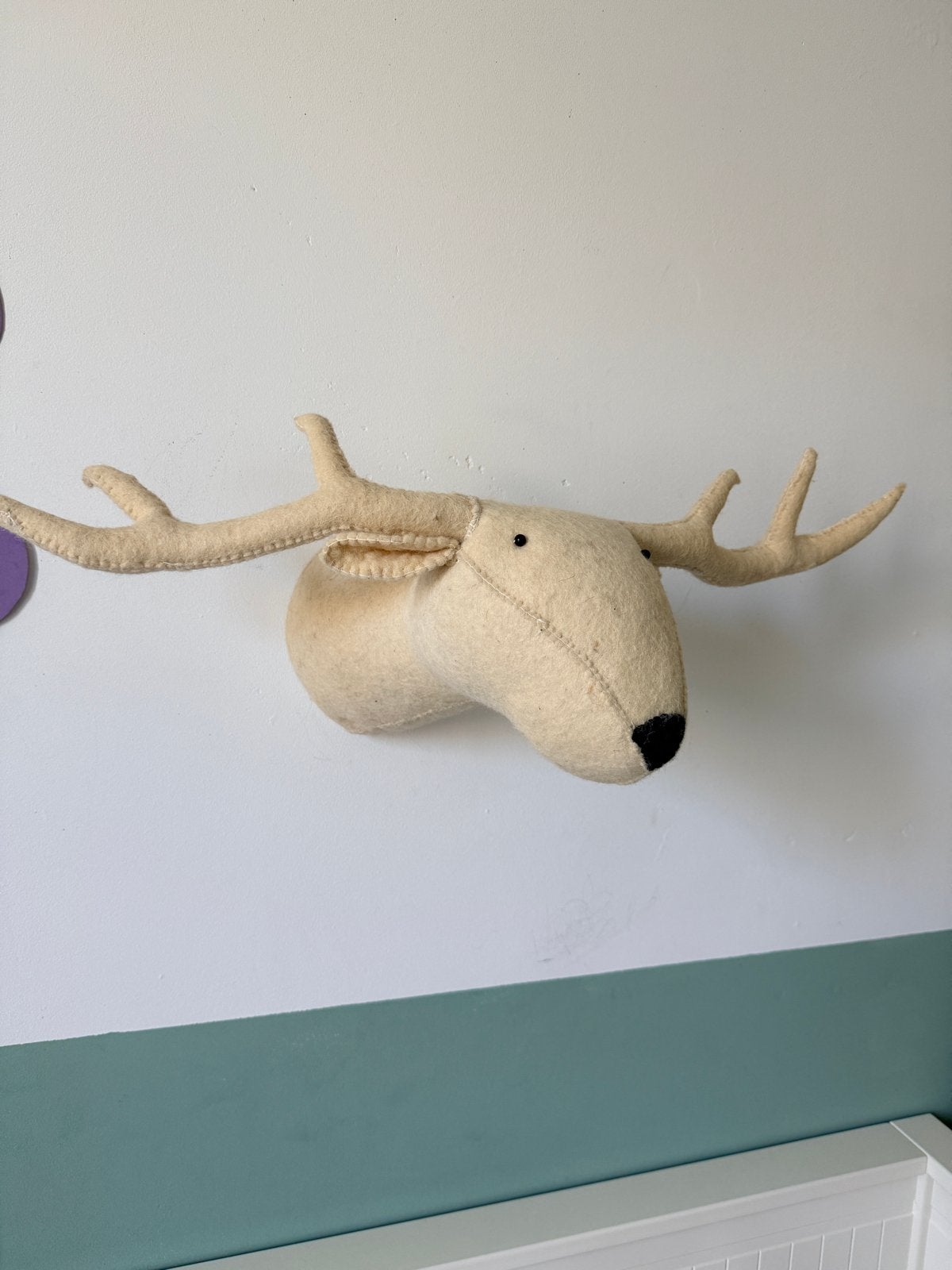 Wol/vilten hertenkop voor de baby/kinderkamer, Ophalen, Nieuw, Wanddecoratie