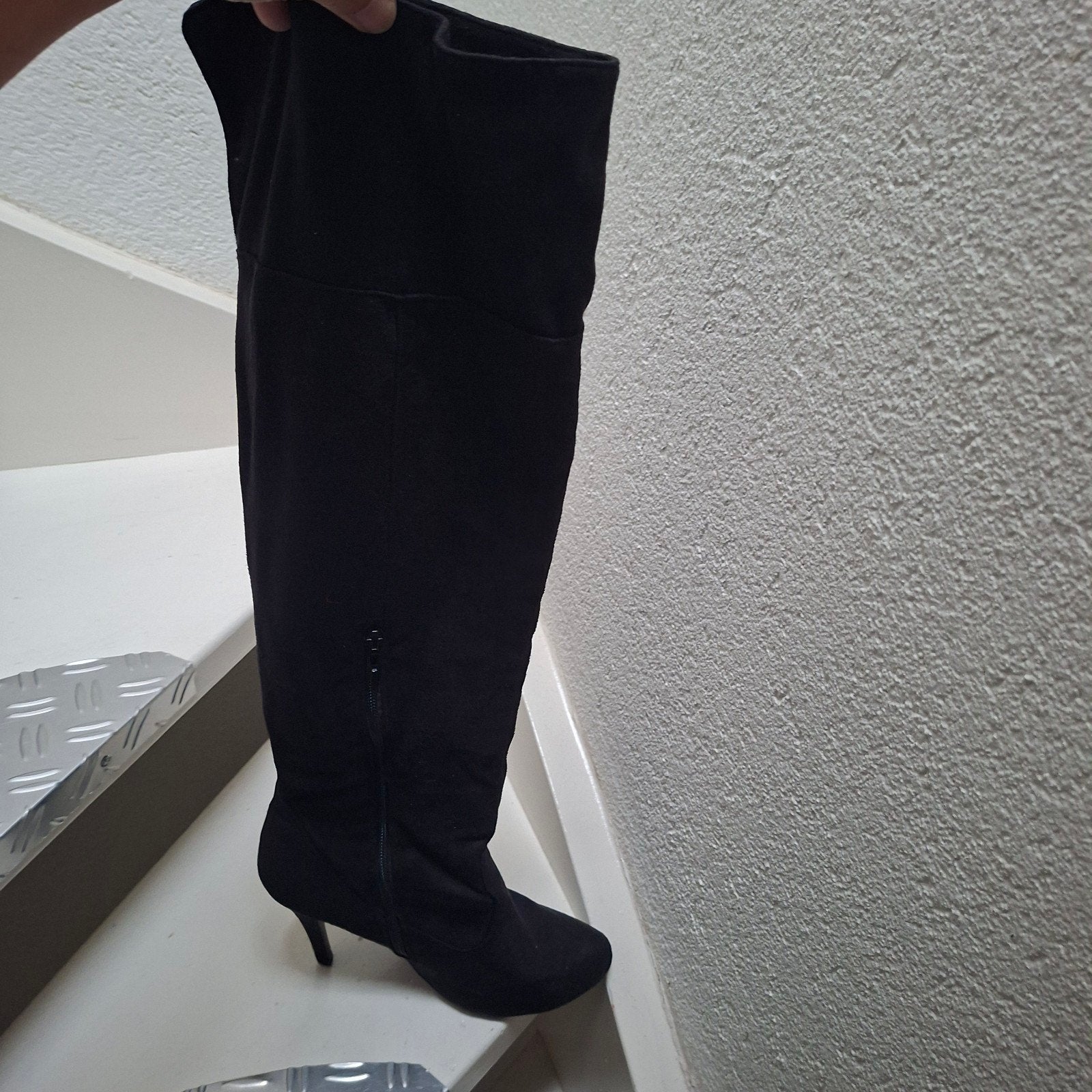 Zwarte over-de-knie laarzen, Ophalen of Verzenden, Gedragen, Zwart, Hoge laarzen