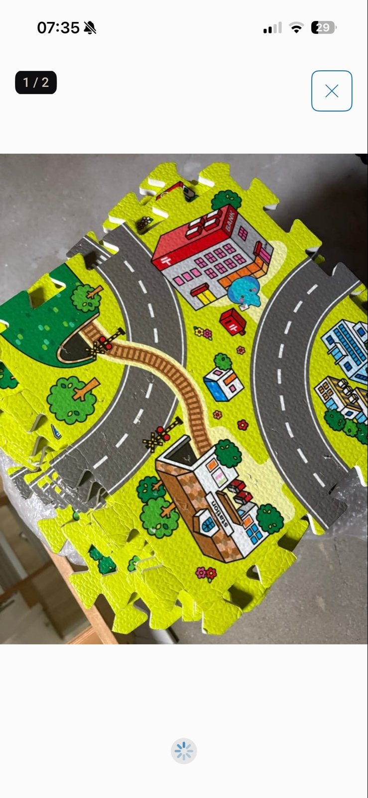 Speelmat puzzelstukken met wegen en gebouwen, Ophalen of Verzenden, Meer dan 50 stukjes, Zo goed als nieuw, 2 tot 4 jaar
