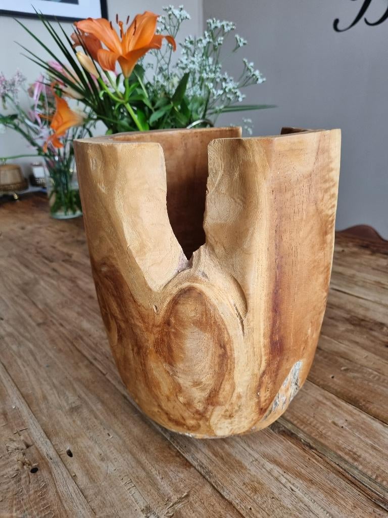 Vaas hout, Antiek en Kunst, Antiek | Vazen, Ophalen of Verzenden