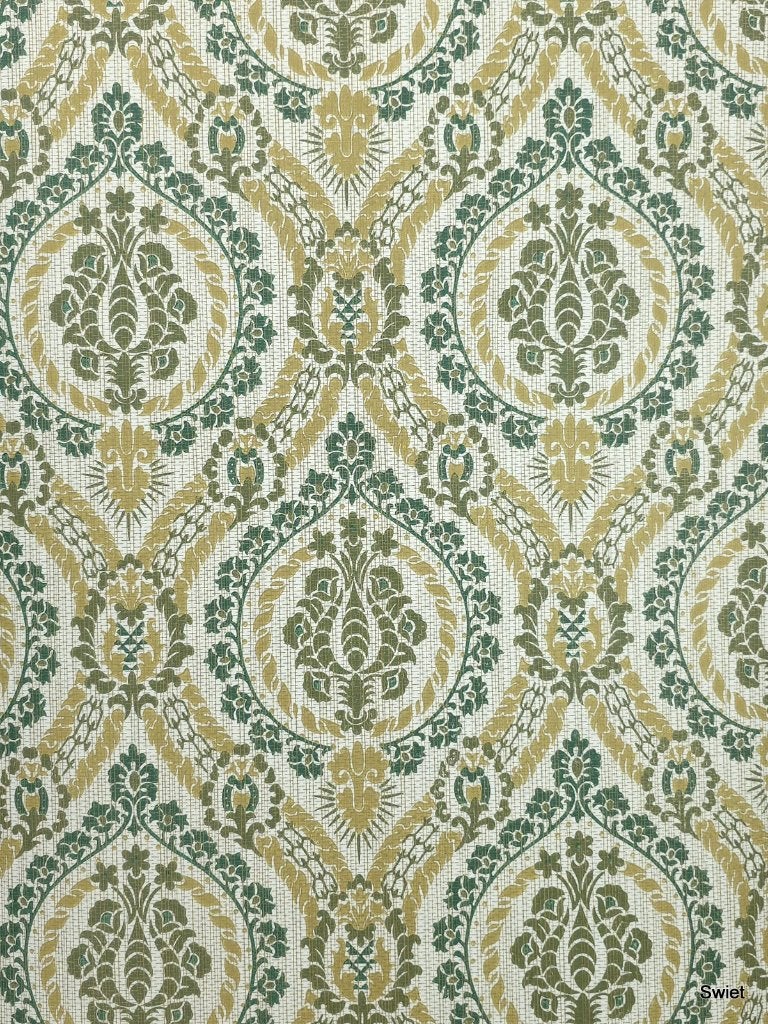 3573 barok vintage behang met groen medaillon patroon swiet, Ophalen of Verzenden, Groen