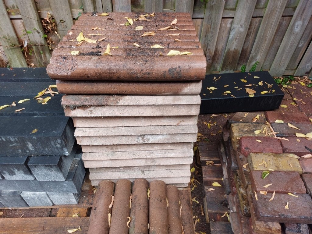 betonnen palisaden, Tuin en Terras, Tegels en Klinkers, Ophalen, Gebruikt, Overige typen, Minder dan 5 m²
