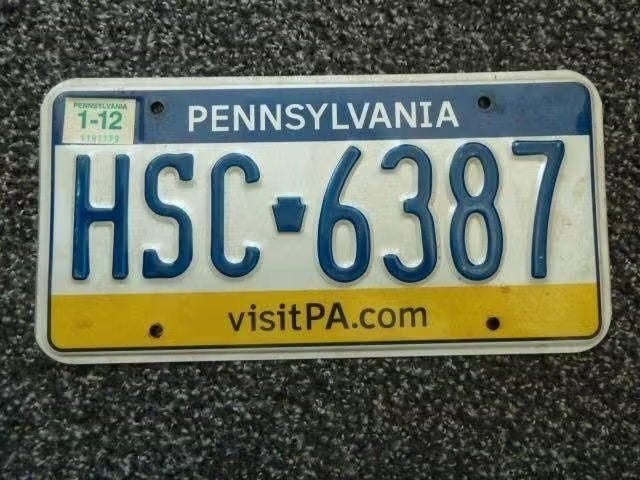 Kentekenplaat Licenseplate Pennsylvania USA, Verzamelen, Verzenden, Gebruikt, Auto's