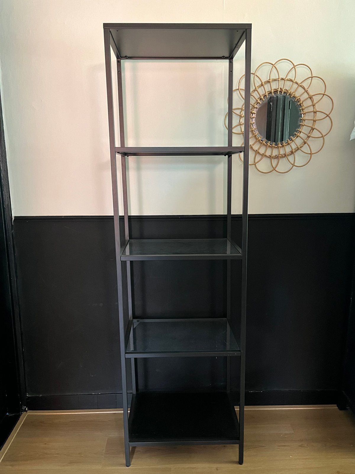 IKEA Vittsjö stellingkast - Zwartbruin metaal en glas, Ophalen, Gebruikt