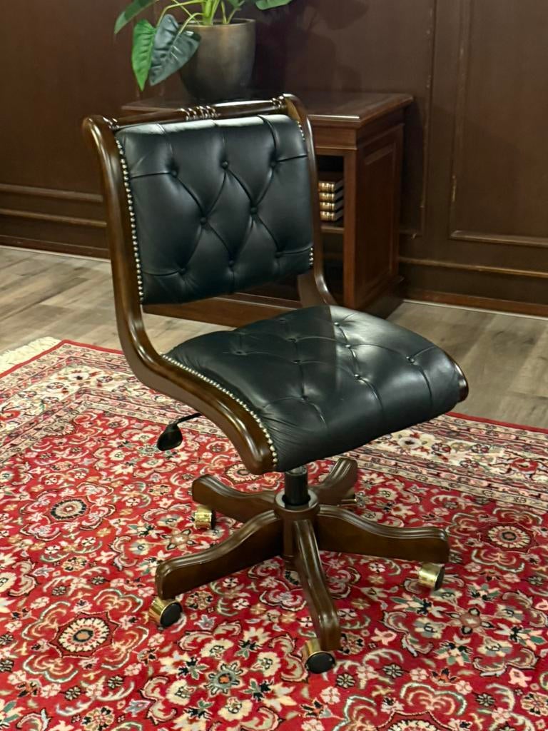 Chesterfield bureaustoel, Zwart, Ophalen of Verzenden, Zo goed als nieuw, Bureaustoel