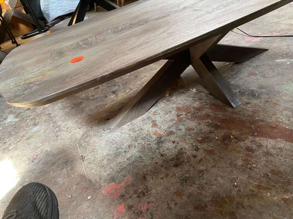 Salontafel 130x70 Deens Ovaal Massief Mangohout Spinpoot, Ophalen, 100 tot 150 cm, Nieuw, 50 tot 100 cm