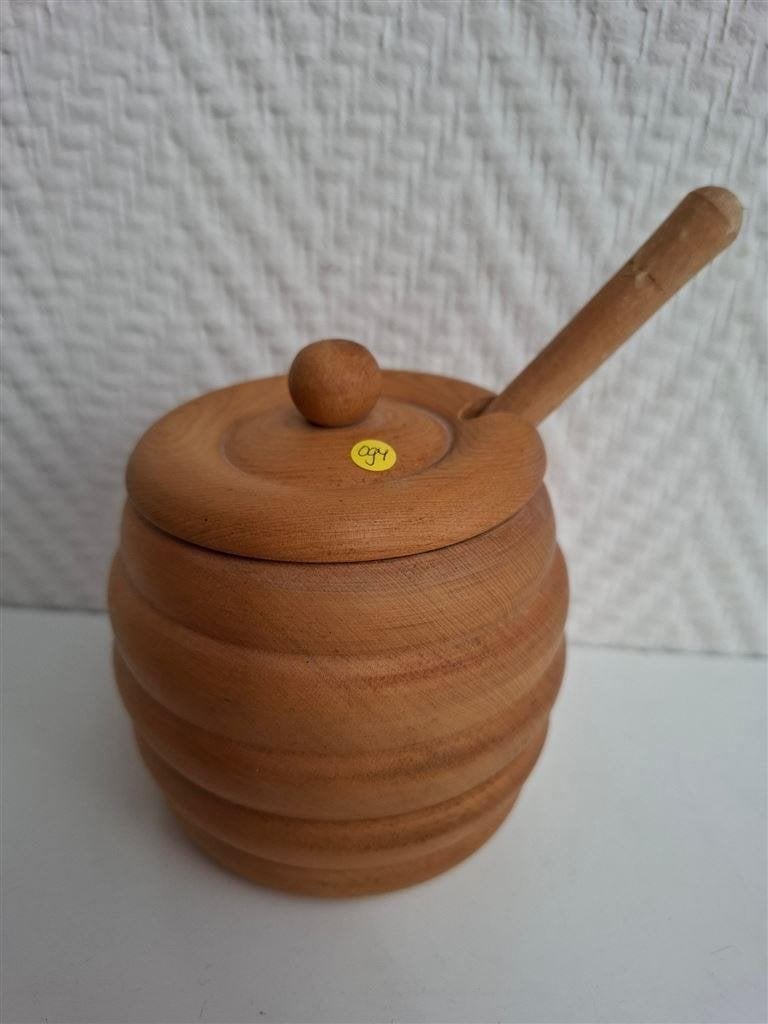 094 Honingpot hout, ong. H10 doorsnede 9 cm, Gebruikt, Ophalen of Verzenden, Bord(en), Overige stijlen