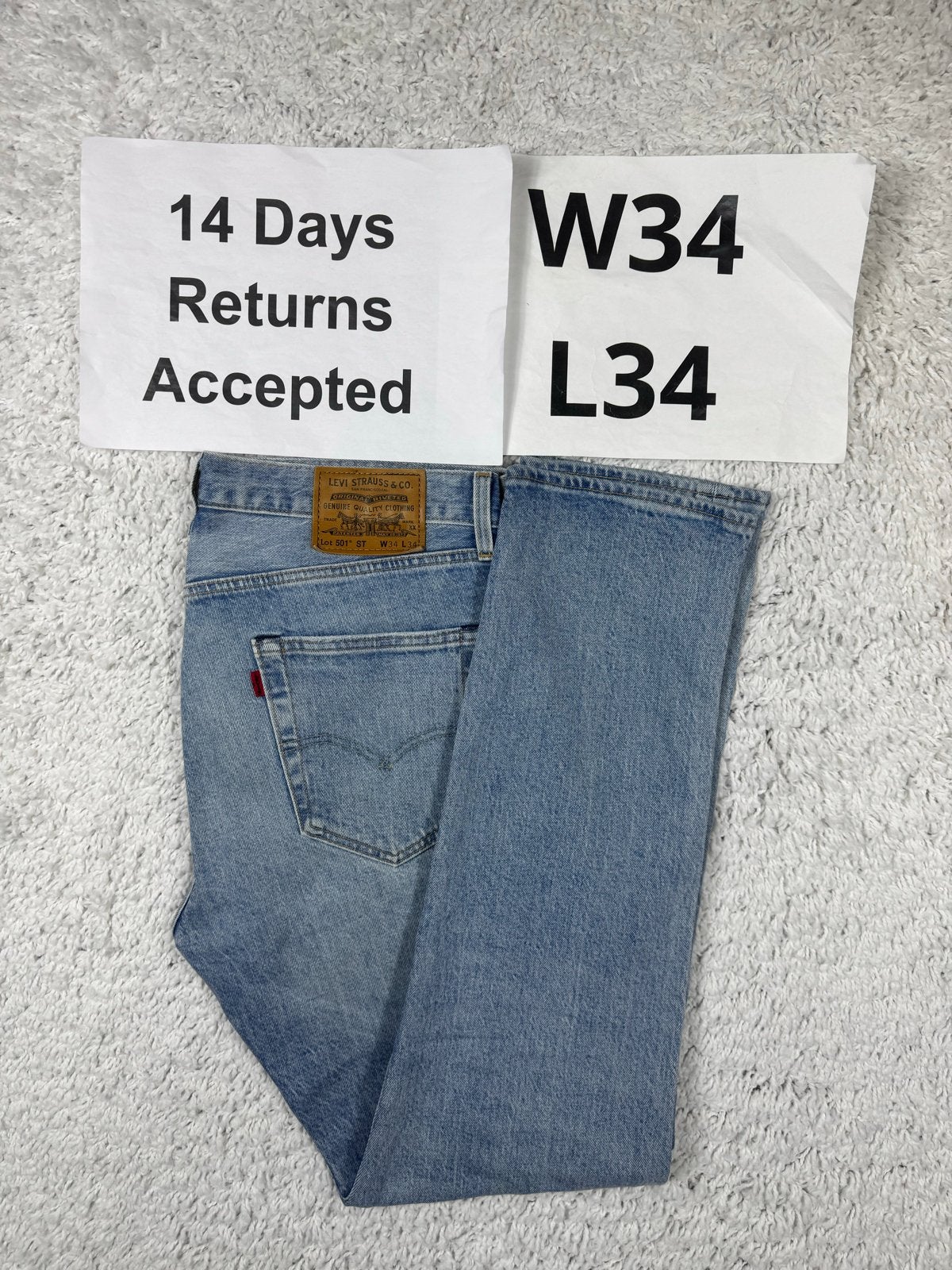 Levi's 501 ST Jeans Justin Timberlake W34 L34 Lichtblauw, B, Blauw, Ophalen of Verzenden, Zo goed als nieuw