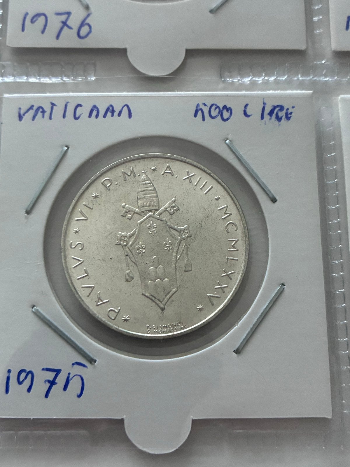 Vaticaan 500 Lire munt 1975 - Paulus VI, Ophalen of Verzenden, Losse munt, Zilver