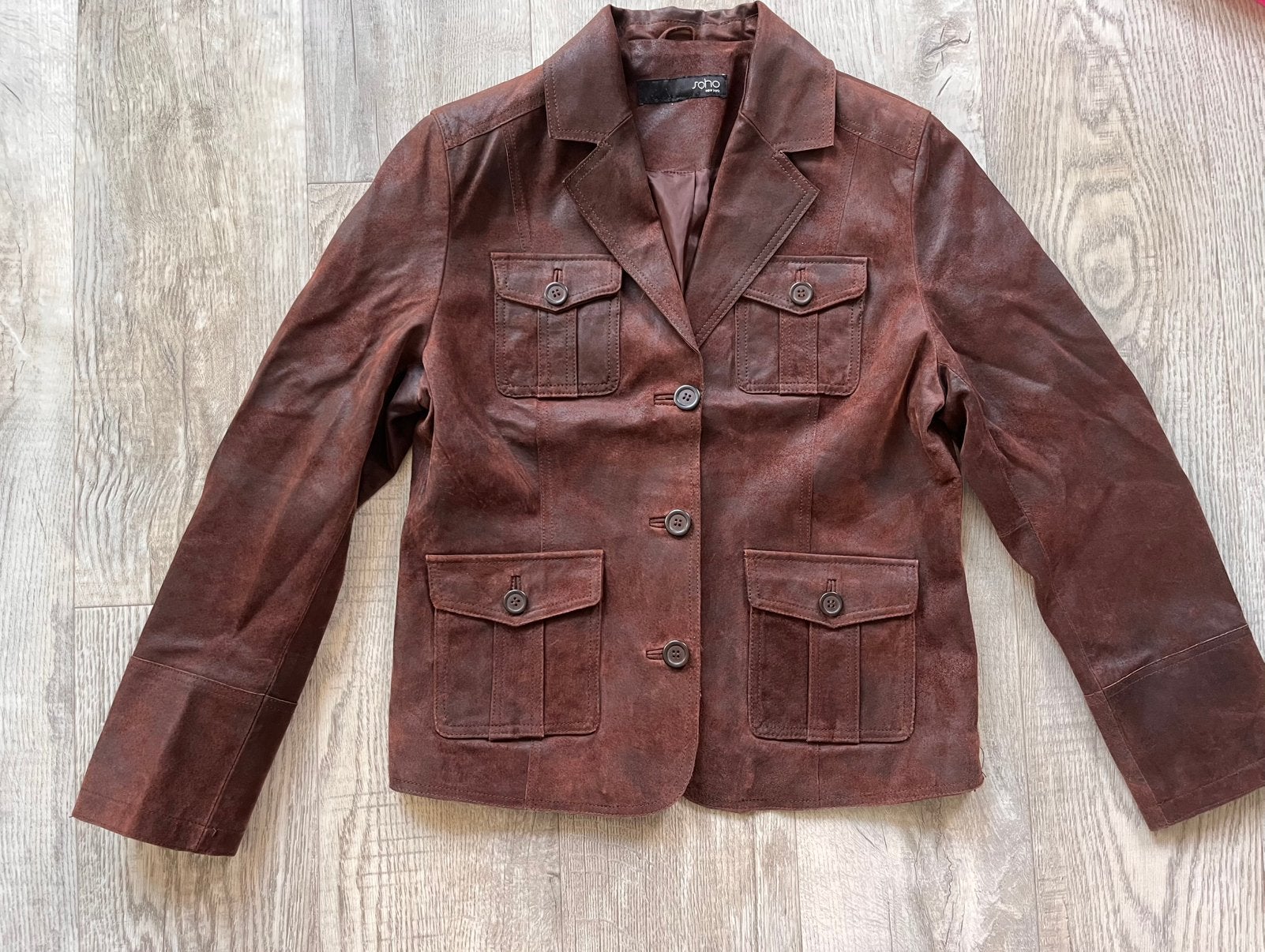 Dames leren jas maat S, Ophalen of Verzenden, Zo goed als nieuw, Maat 36 (S), Bruin