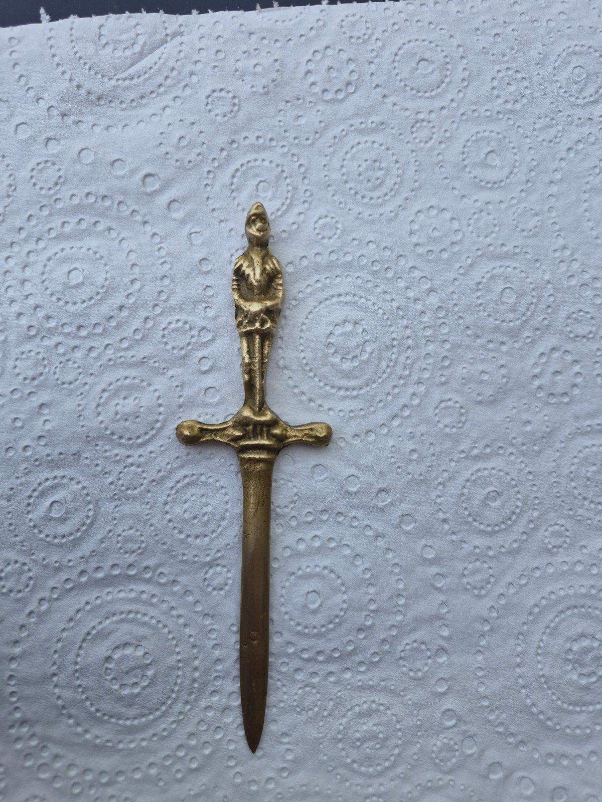 Vintage Messing Briefopener Ridder - Dolk / Zwaard (16 cm), Ophalen of Verzenden