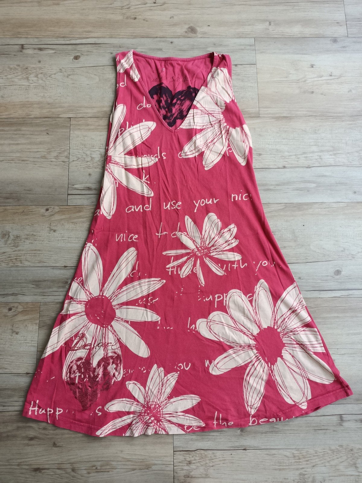 Desigual jurk maat S met bloemenprint en hartjes, Ophalen of Verzenden, Roze, Gedragen, Desigual