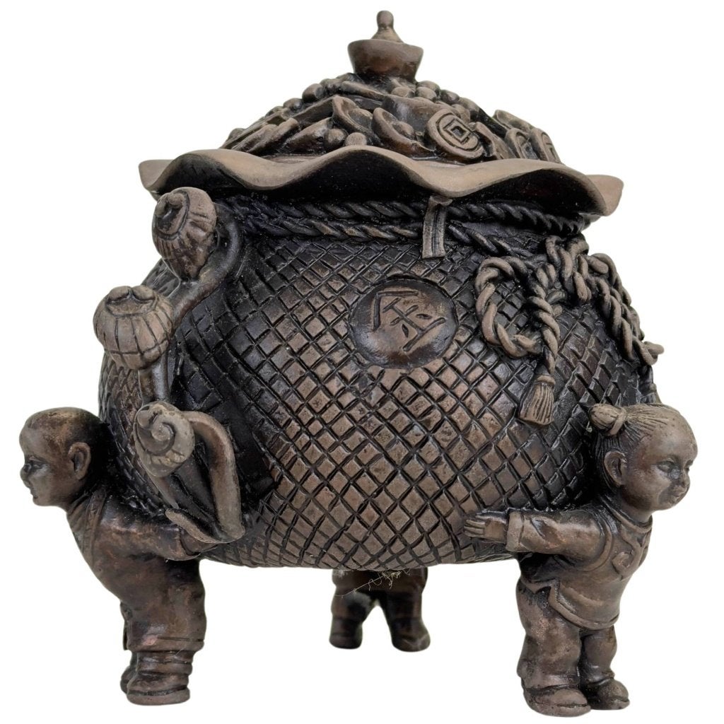 Wierookvat – Chinees brons – gelukssymbolen, Antiek en Kunst, China, Ophalen of Verzenden, Ritueel object, Brons