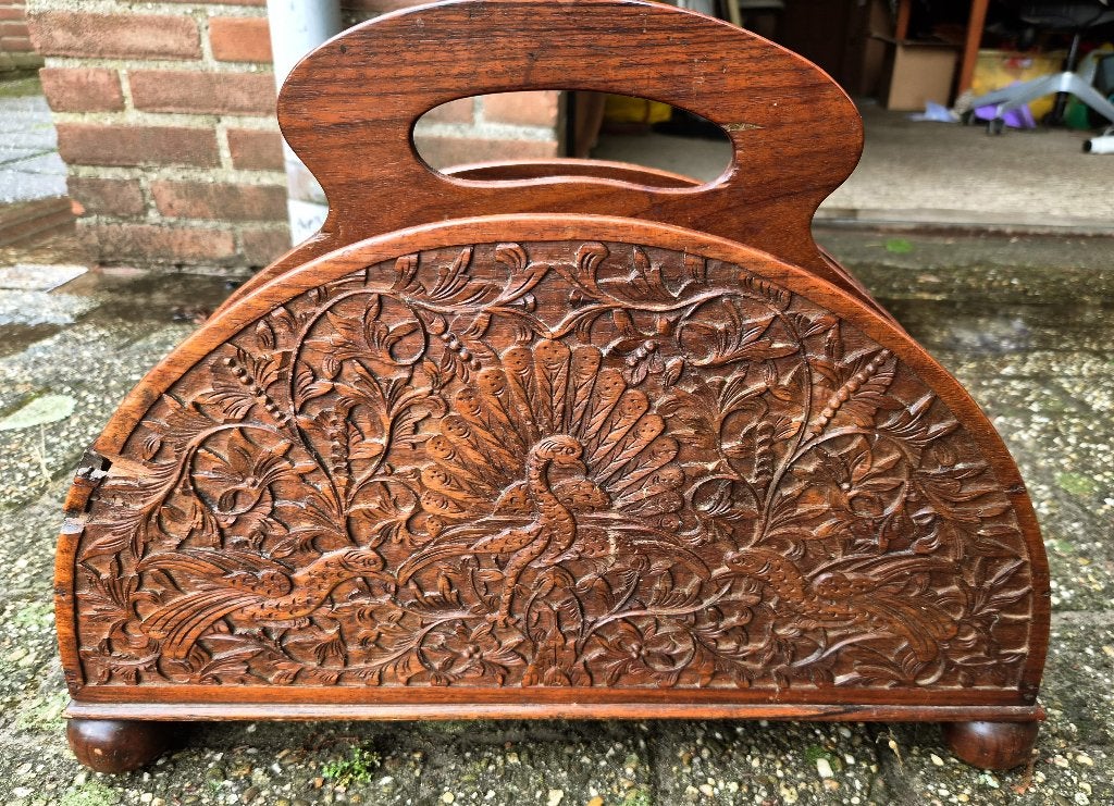 ~1920 Hand gesneden houten kranten rack Indonesië? Cambodja?, Ophalen of Verzenden