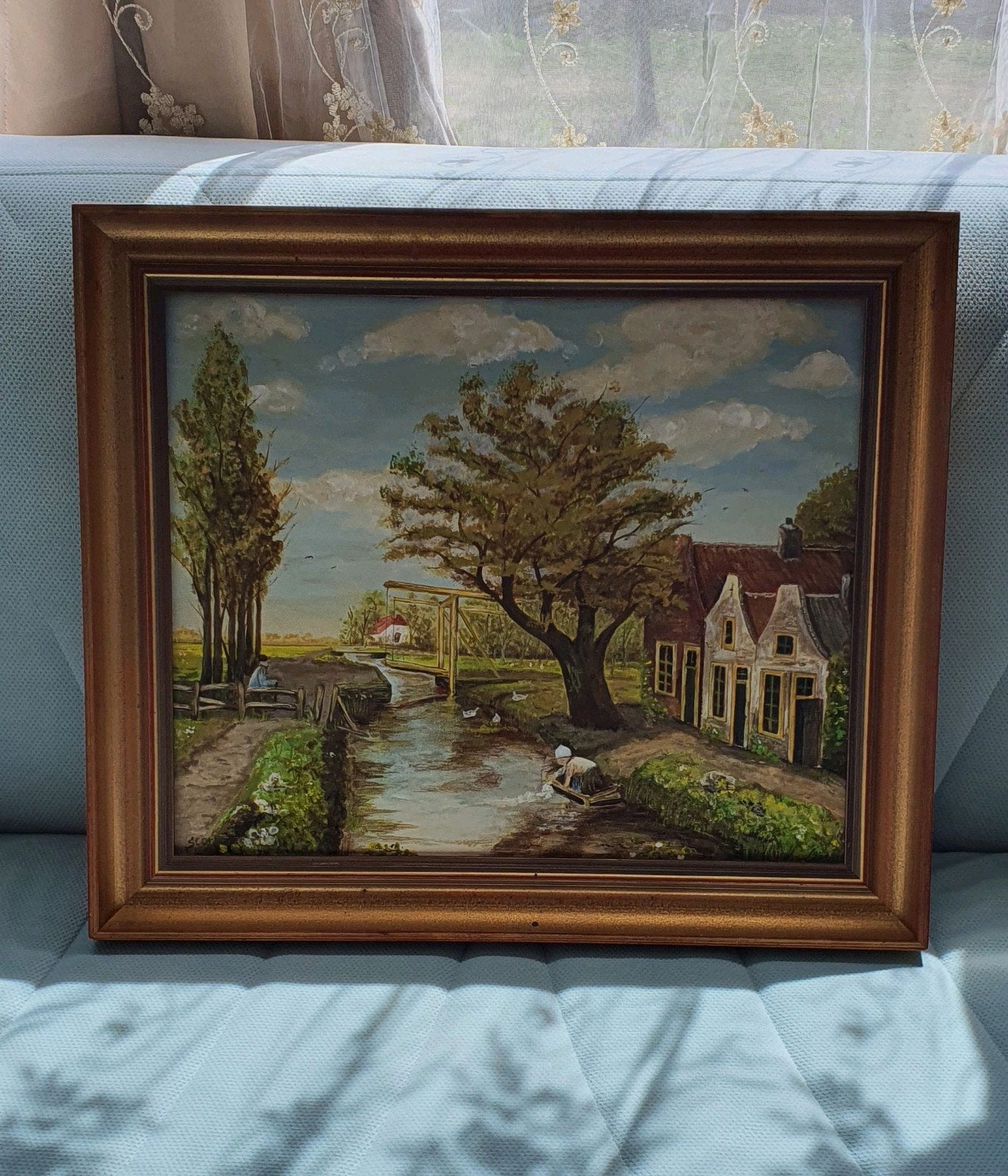 Mooie antieke schilderij, Antiek en Kunst, Kunst | Schilderijen | Klassiek, Ophalen, Overige stijlen, Overige technieken, Overige onderwerpen