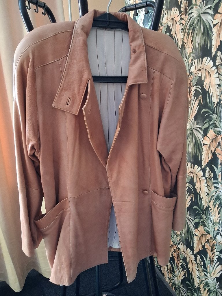 Licht bruine dames leren jas, Kleding | Dames, Ophalen of Verzenden, Zo goed als nieuw, Maat 46/48 (XL) of groter, Bruin
