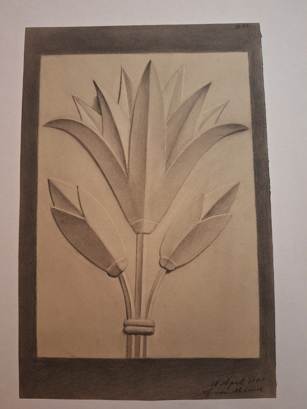 Pasteltekening Lelie door AA van Mourik, gedateerd 1888, Ophalen of Verzenden