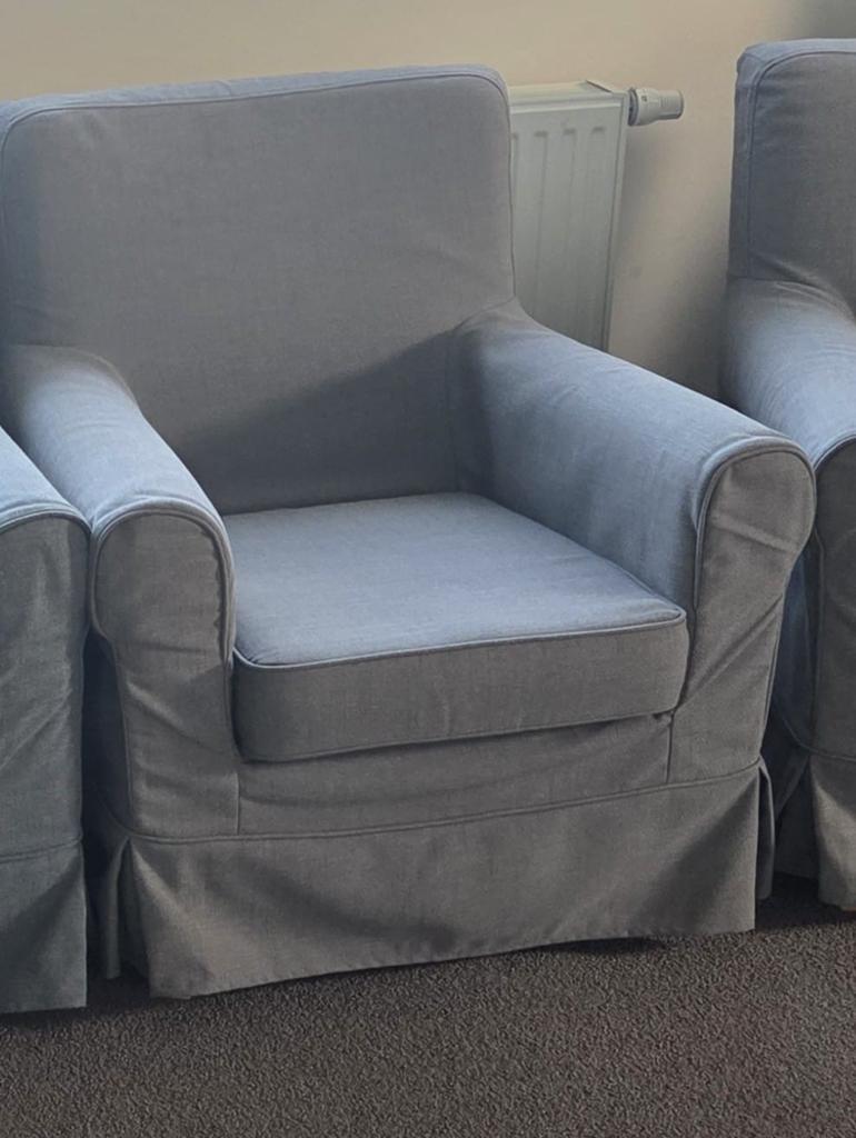 IKEA Jennylund stoel met grijze hoes, twee stoelen, Ophalen, Gebruikt, Twee, Klassiek, Comfortabel