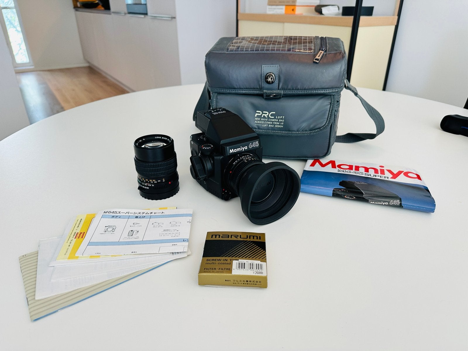 Mamiya 645 Super met 80mm en 150mm lenzen, en accessoires, Ophalen of Verzenden, Zo goed als nieuw, Spiegelreflex, Overige Merken