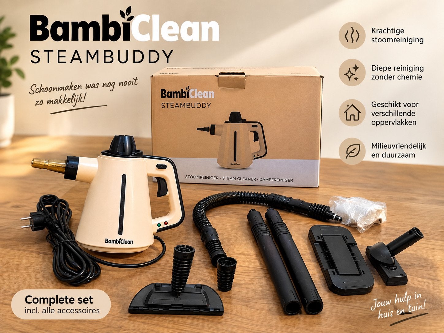 Nieuwe BambiClean STEAMBUDDY Stoomreiniger, Ophalen of Verzenden, Nieuw, Stoomreiniger