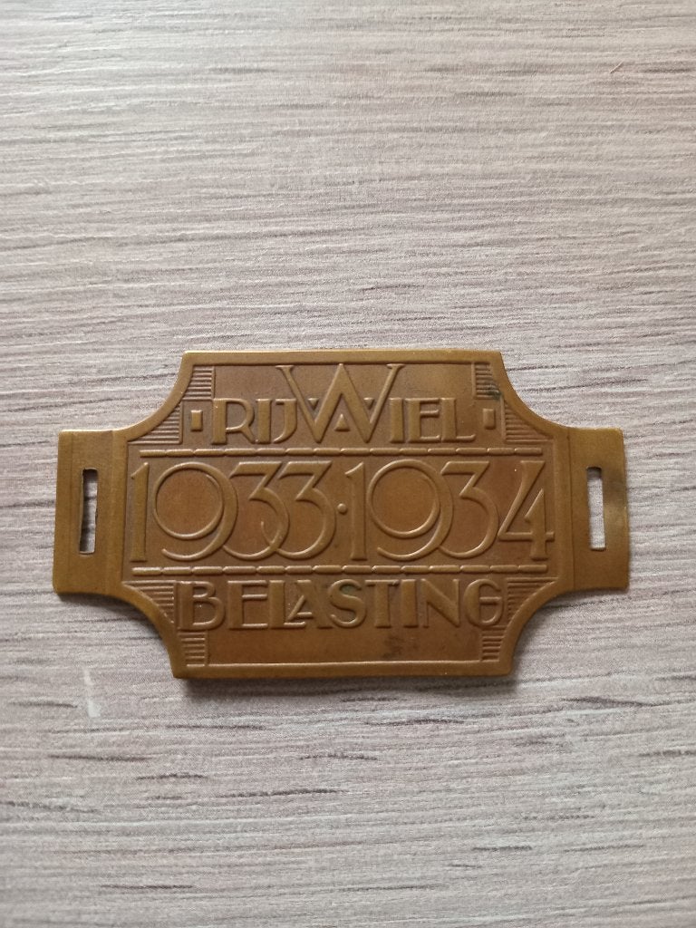 rijwiel belasting plaatje 1933-1934, Ophalen of Verzenden