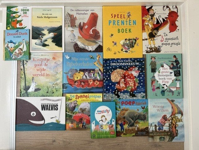 Tas vol kinderboeken (15 stuks), Boeken, Fictie algemeen, Jongen of Meisje, Voorleesboek, Ophalen