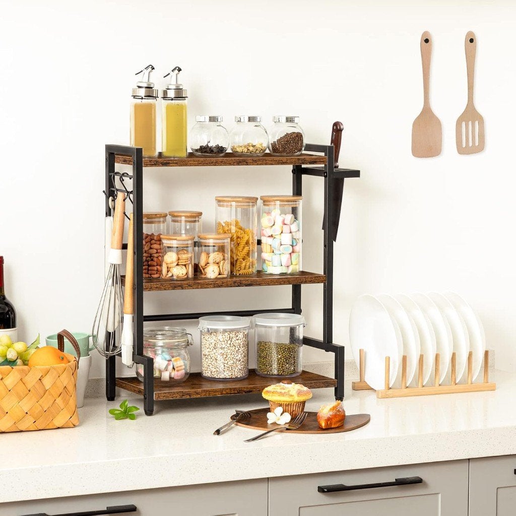 Kruidenrek-Spice Rack, Kitchen Rack-43 x 20 x 51 cm-Bruin, Ophalen, Overige typen, Hout, Nieuw